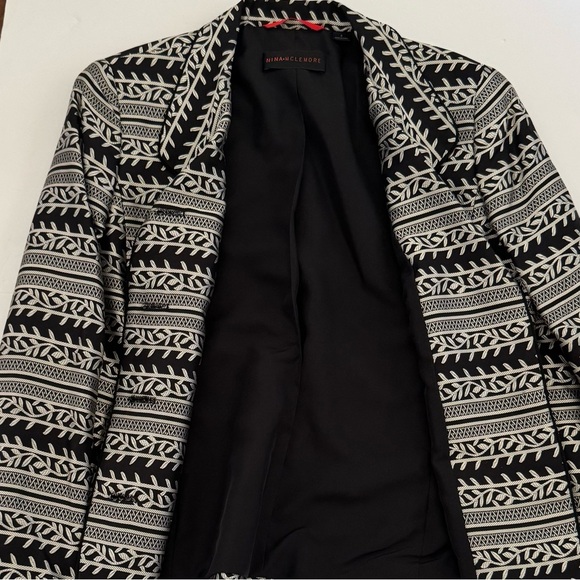 Nina McLemore 100% Silk Patterned Tailored Botton-Down Blazer Jacket Size 6 - Picture 7 of 14